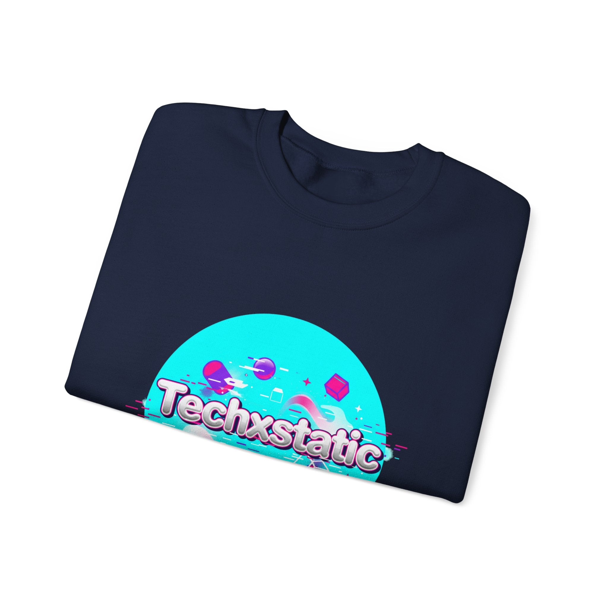 Techxstatic Chrome Logo Crewneck Sweatshirt | Y2K cyber holo aesthetic