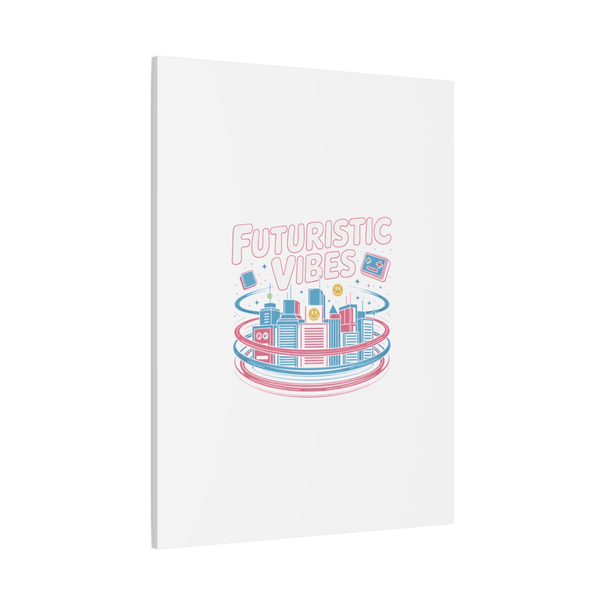 Futuristic Vibes Canvas, Y2K cyber holo aesthetic, retro tech print