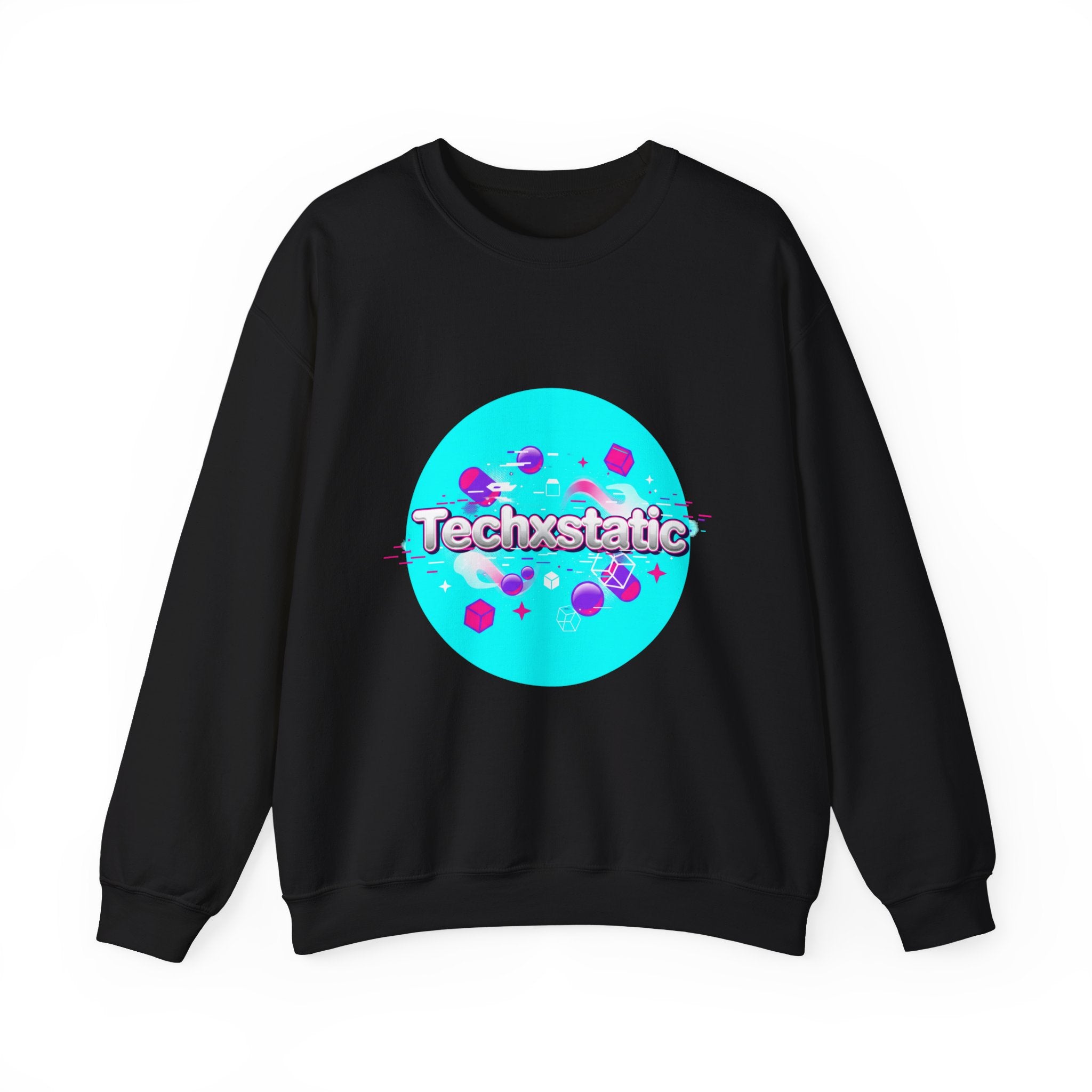 Techxstatic Chrome Logo Crewneck Sweatshirt | Y2K cyber holo aesthetic