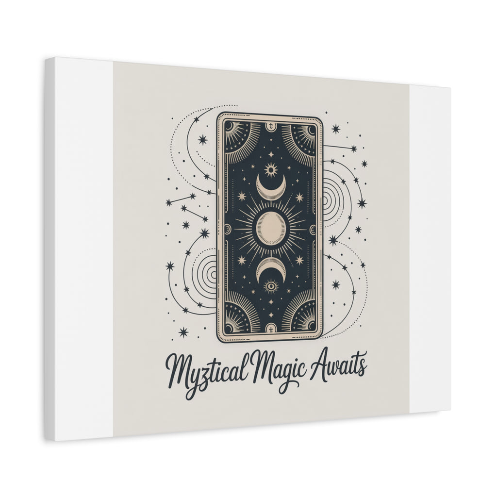 Mystical Magic Awaits Canvas Wall Art — Tarot Moon Sun Spiritual Decor