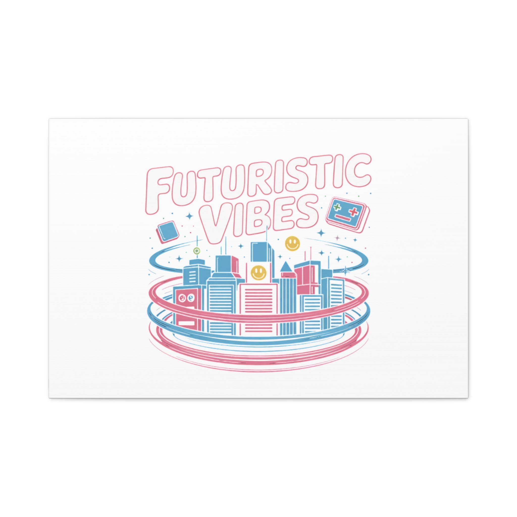 Futuristic Vibes Canvas, Y2K cyber holo aesthetic, retro tech print