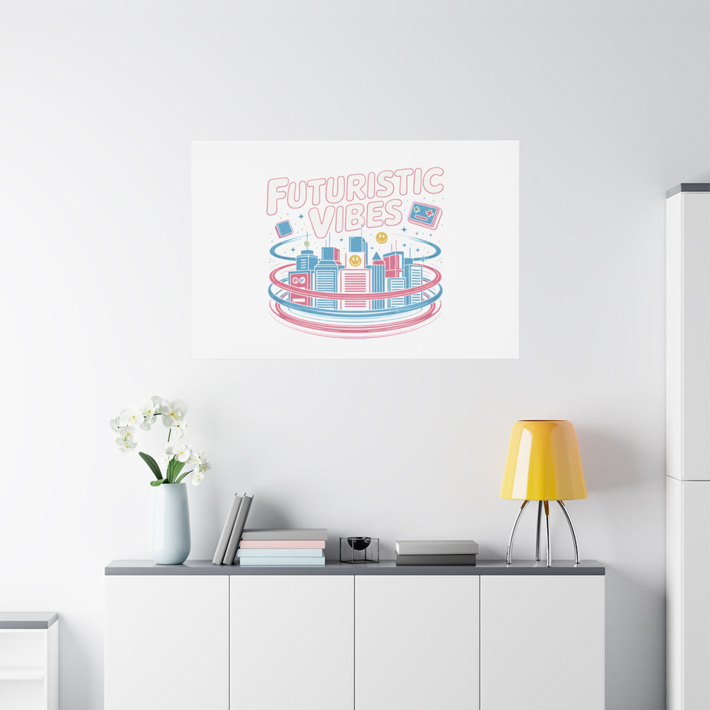 Futuristic Vibes Canvas, Y2K cyber holo aesthetic, retro tech print