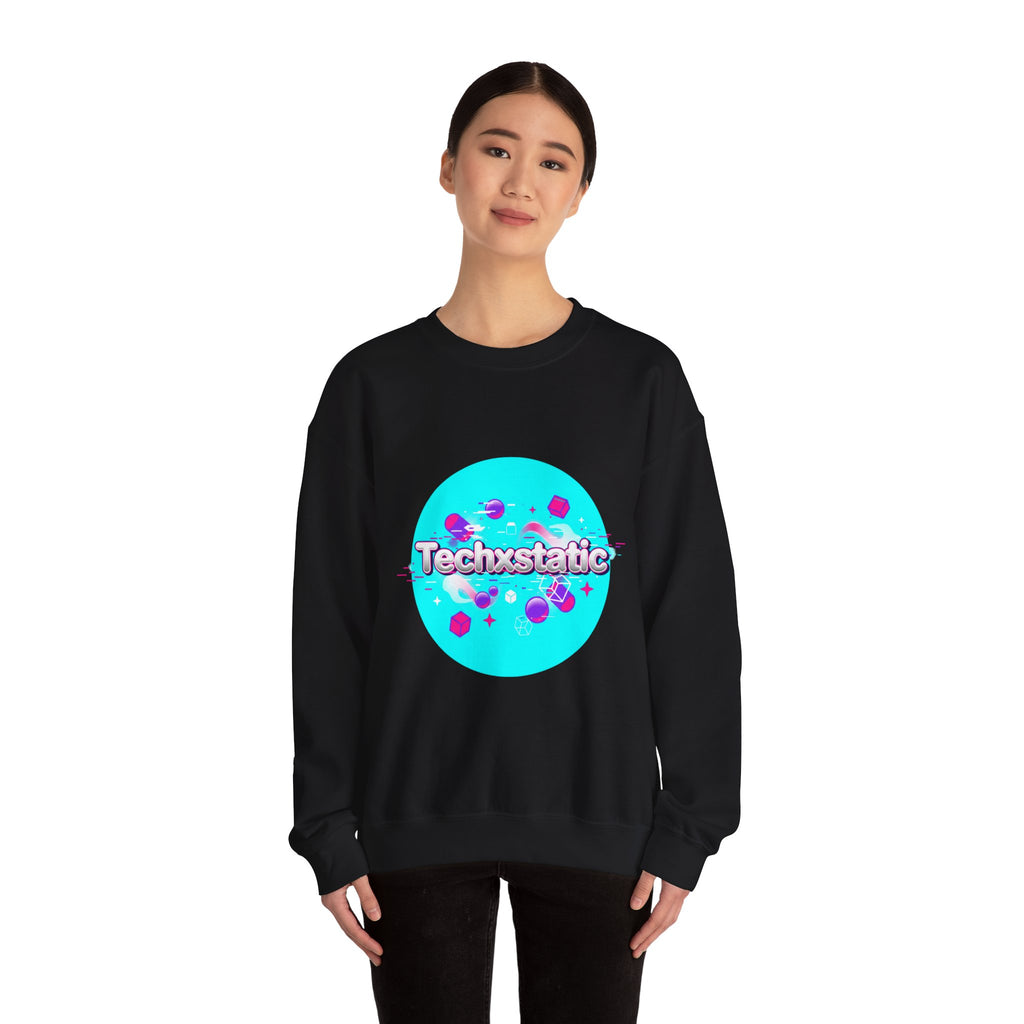 Techxstatic Chrome Logo Crewneck Sweatshirt | Y2K cyber holo aesthetic