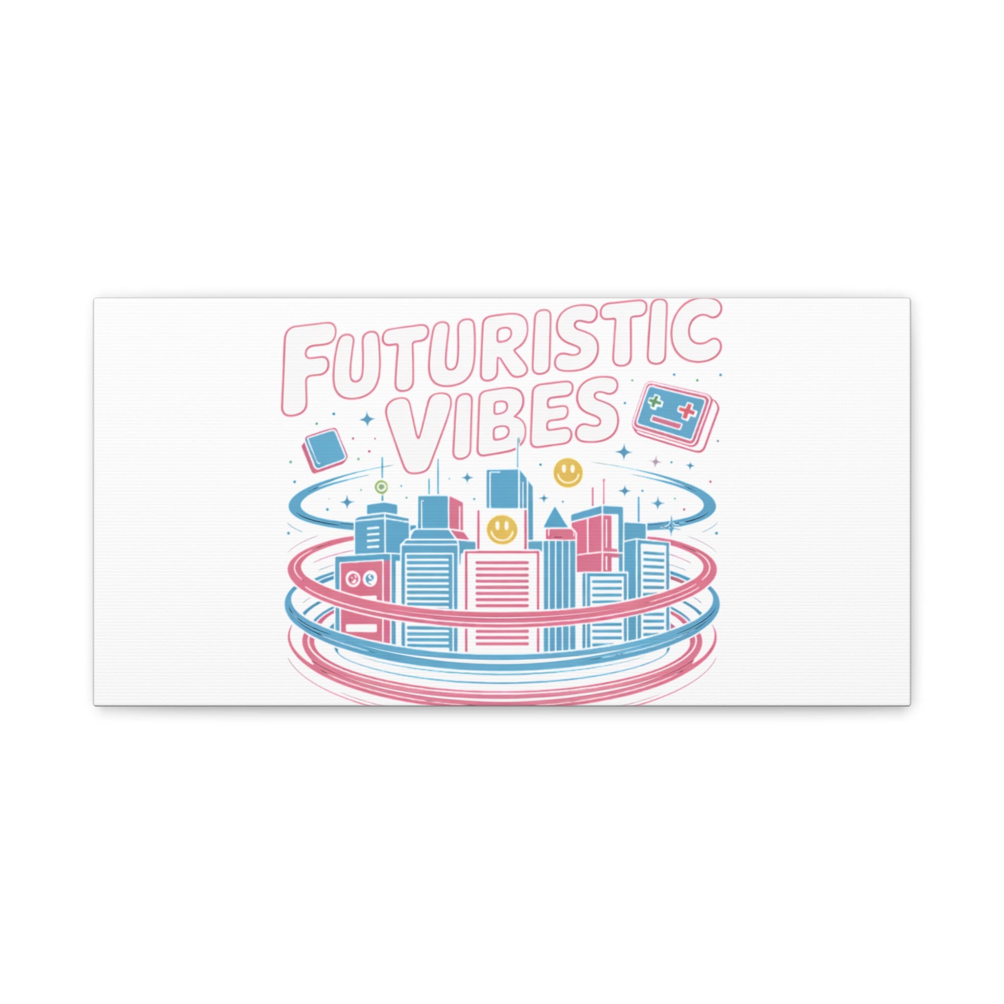 Futuristic Vibes Canvas, Y2K cyber holo aesthetic, retro tech print