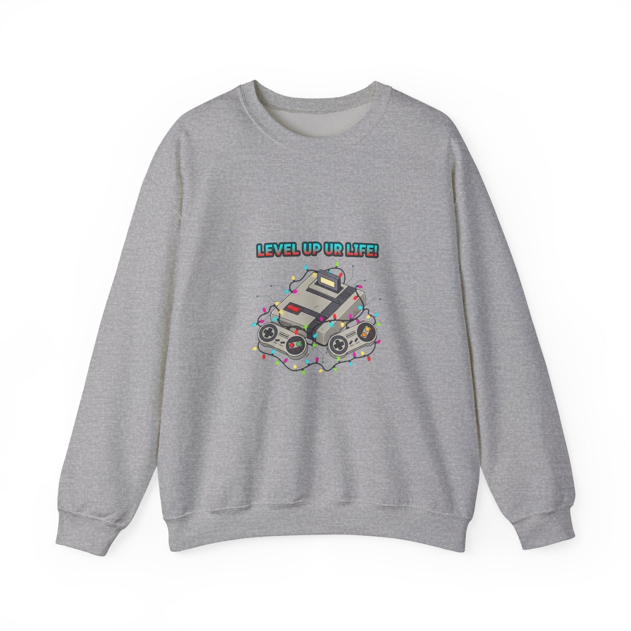 Level Up PC Console Crewneck Sweatshirt | Gamer Tech, Pixel Monospace