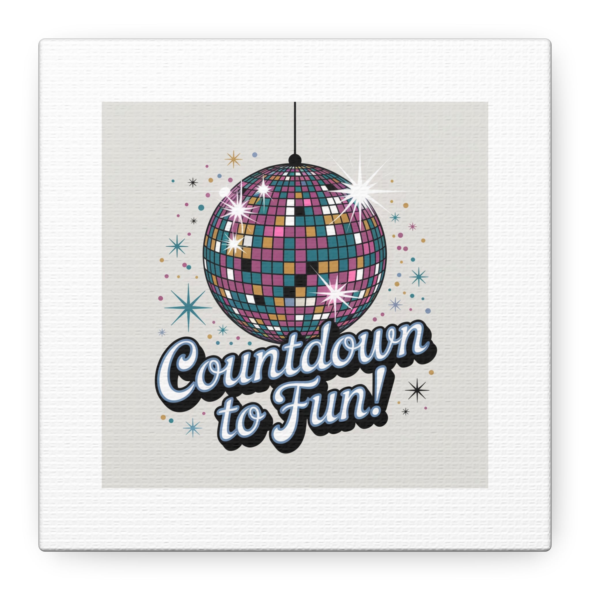 Countdown to Fun! Disco Ball Matte Canvas Wall Art