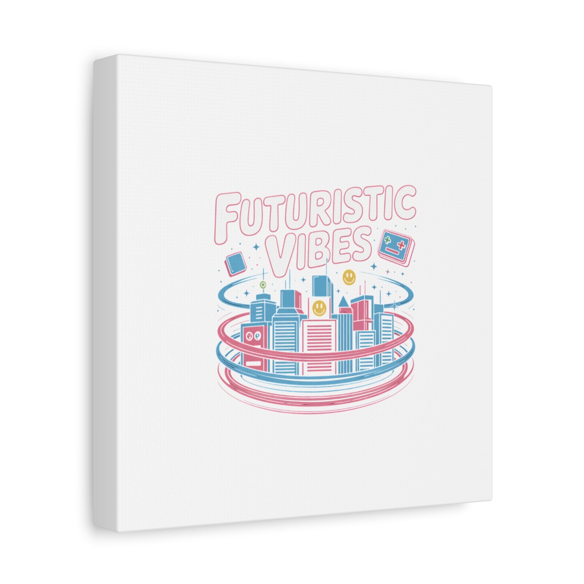Futuristic Vibes Canvas, Y2K cyber holo aesthetic, retro tech print