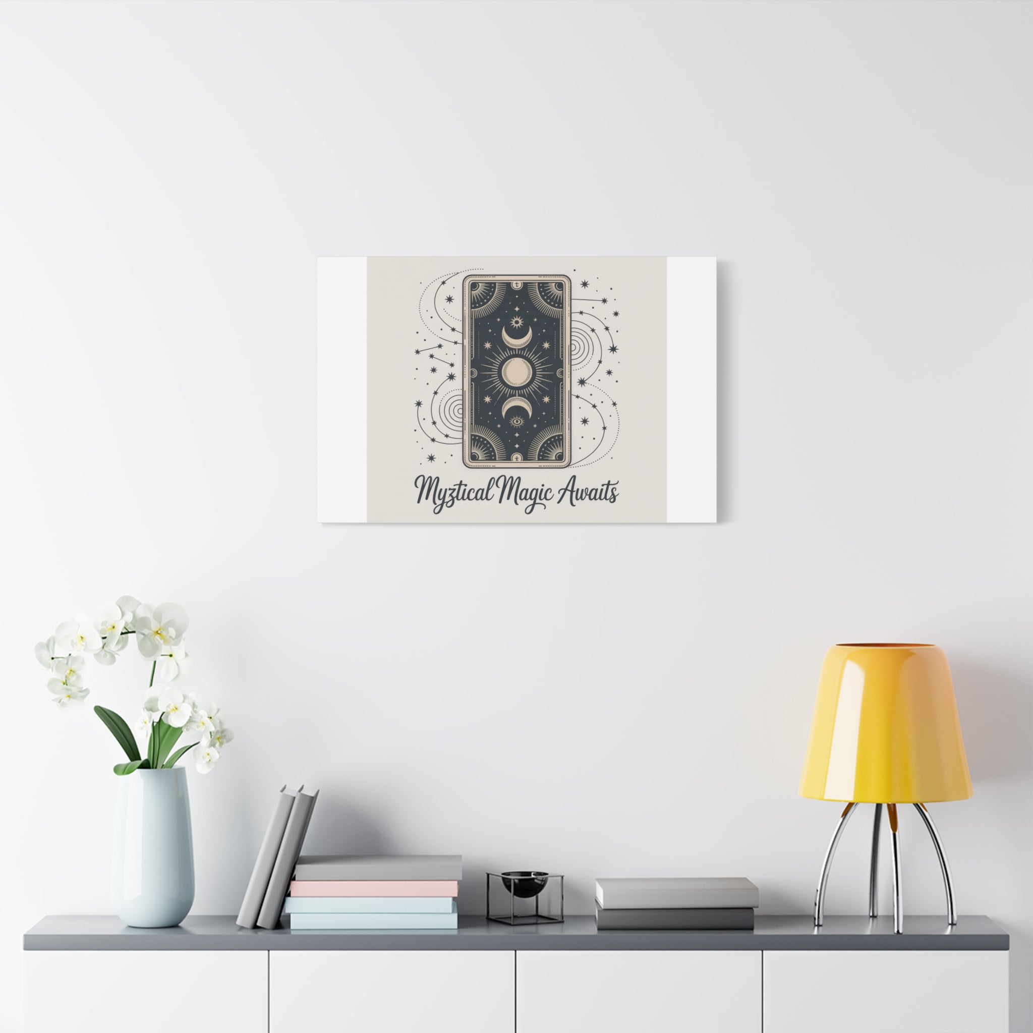 Mystical Magic Awaits Canvas Wall Art — Tarot Moon Sun Spiritual Decor