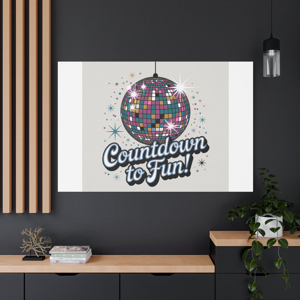 Countdown to Fun! Disco Ball Matte Canvas Wall Art