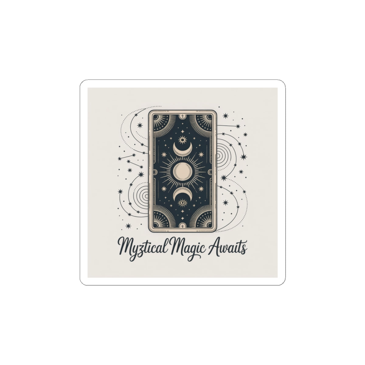 Mystical Magic Awaits Tarot Card Sticker — Mystic Moon Kiss-Cut Sticker