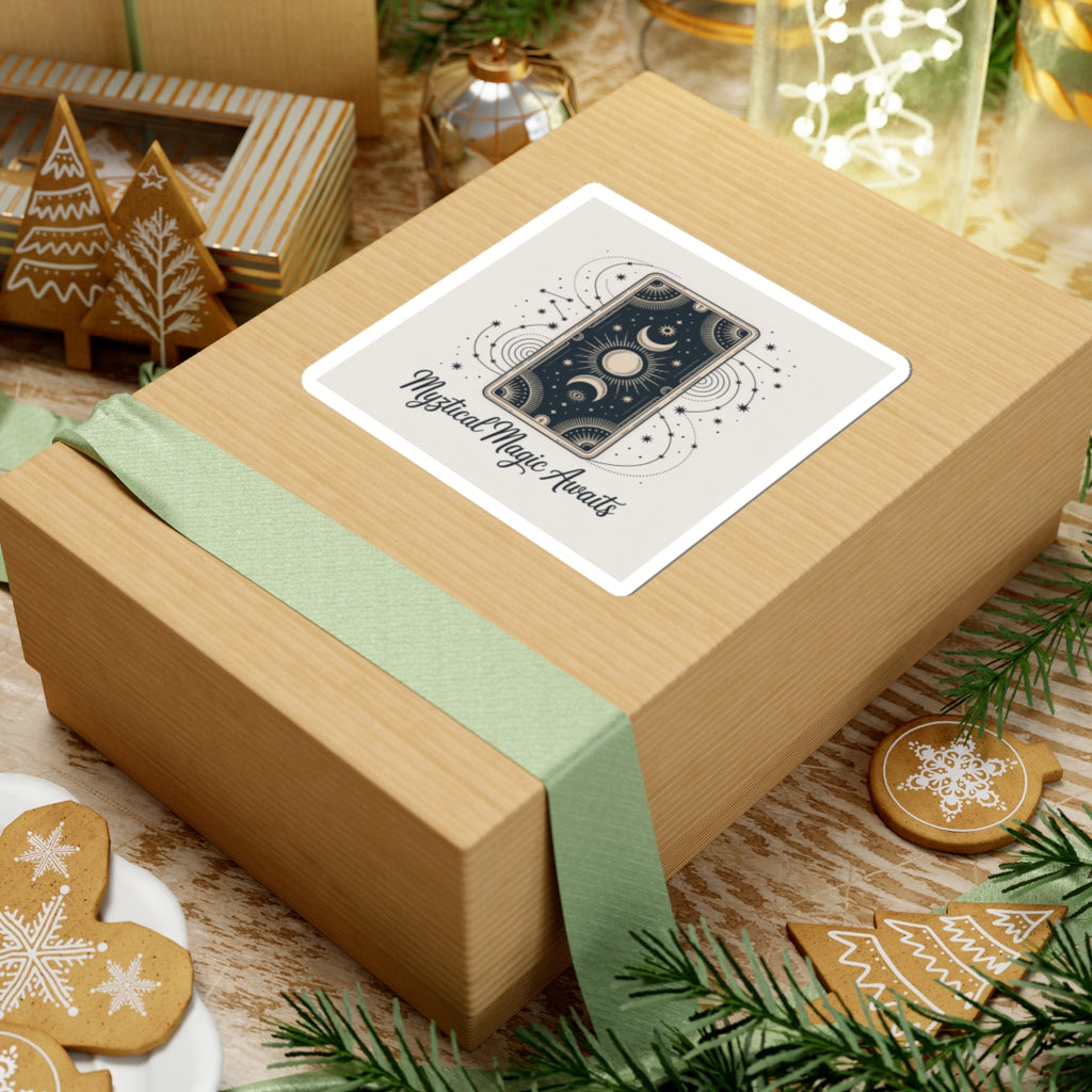 Mystical Magic Awaits Tarot Card Sticker — Mystic Moon Kiss-Cut Sticker