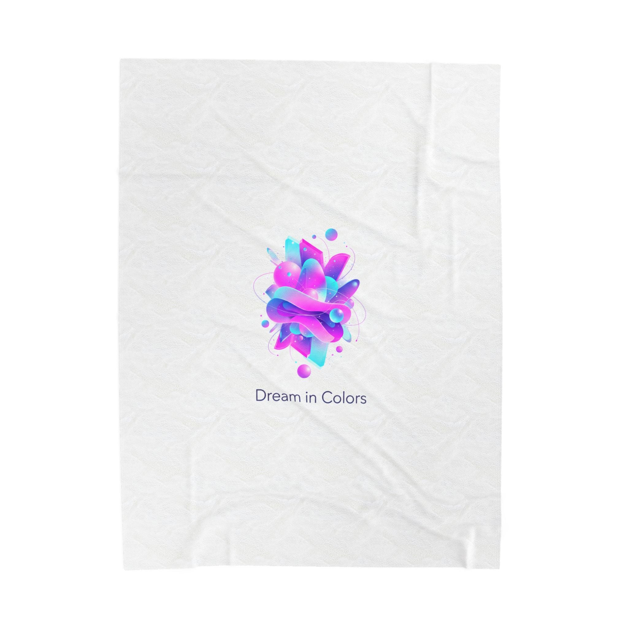 Dream in Colors Velveteen Blanket | AI Art Dreamscape, Neon Gradient Plush