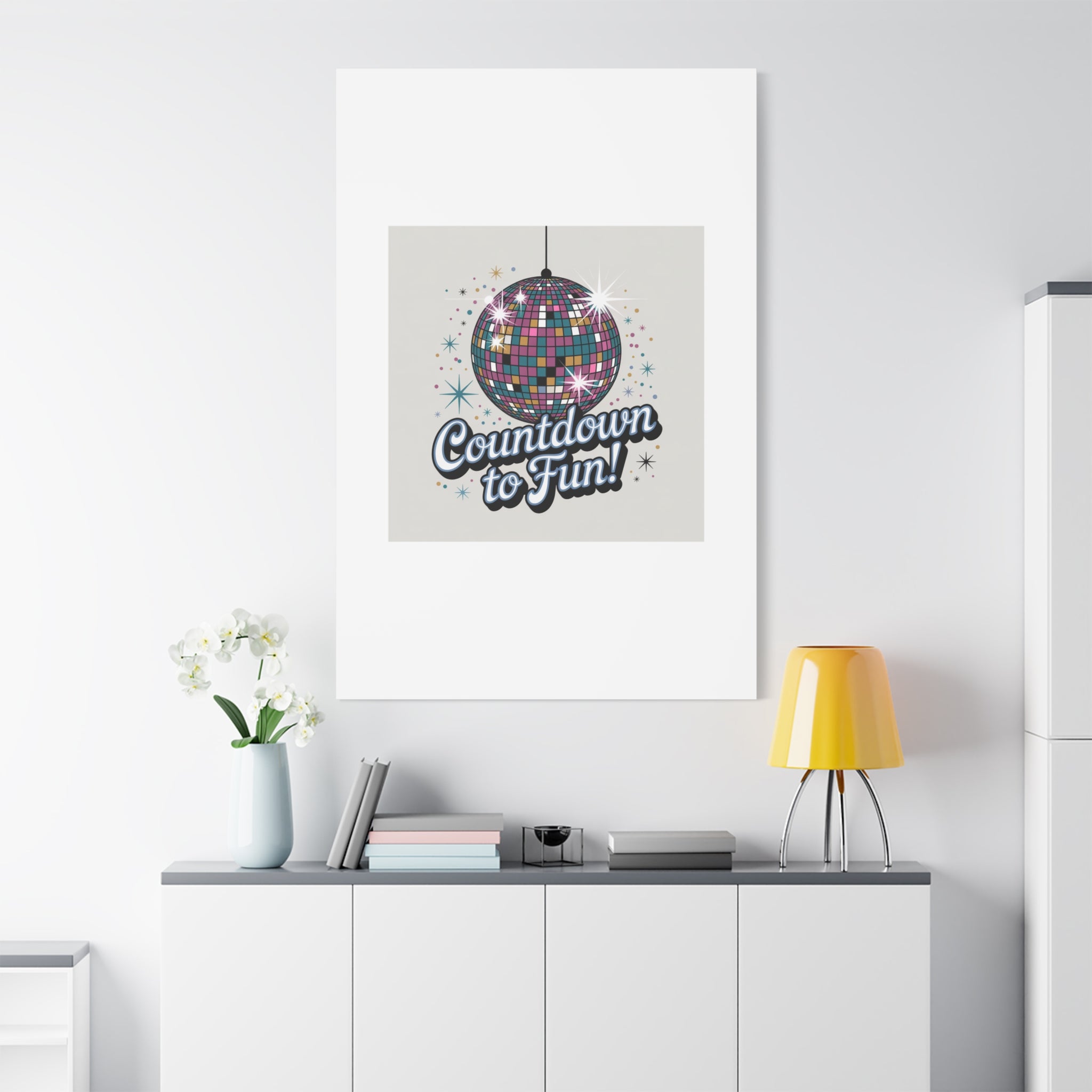 Countdown to Fun! Disco Ball Matte Canvas Wall Art