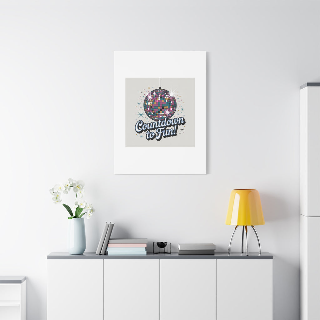 Countdown to Fun! Disco Ball Matte Canvas Wall Art