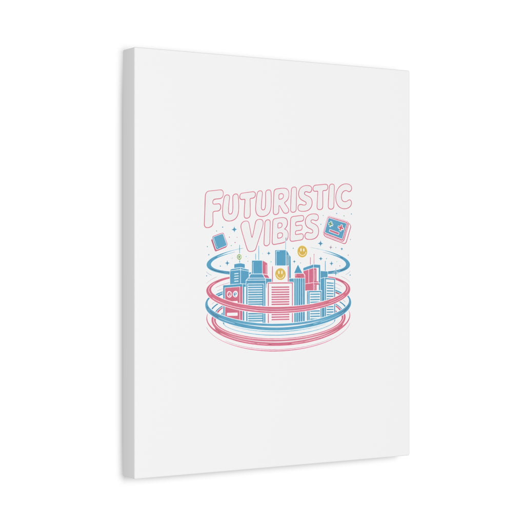 Futuristic Vibes Canvas, Y2K cyber holo aesthetic, retro tech print
