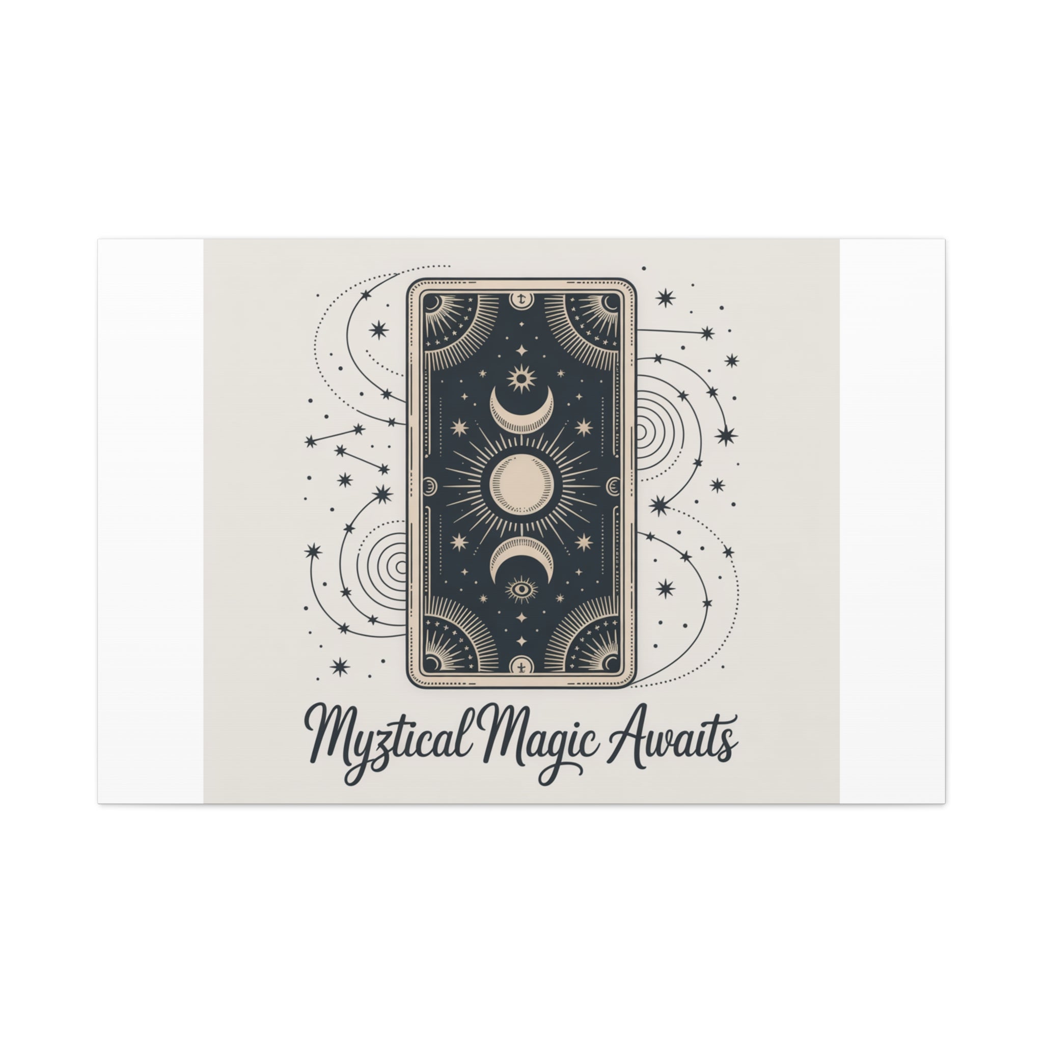 Mystical Magic Awaits Canvas Wall Art — Tarot Moon Sun Spiritual Decor