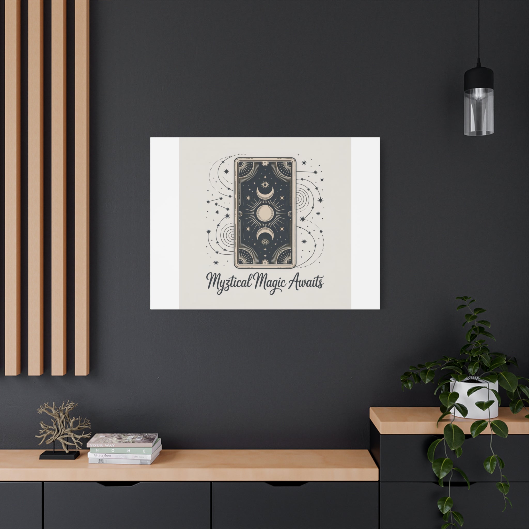 Mystical Magic Awaits Canvas Wall Art — Tarot Moon Sun Spiritual Decor