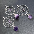 Dreamcatcher Pendant (Amethyst Crystal)(Silver Plated) Gemstone Jewelry