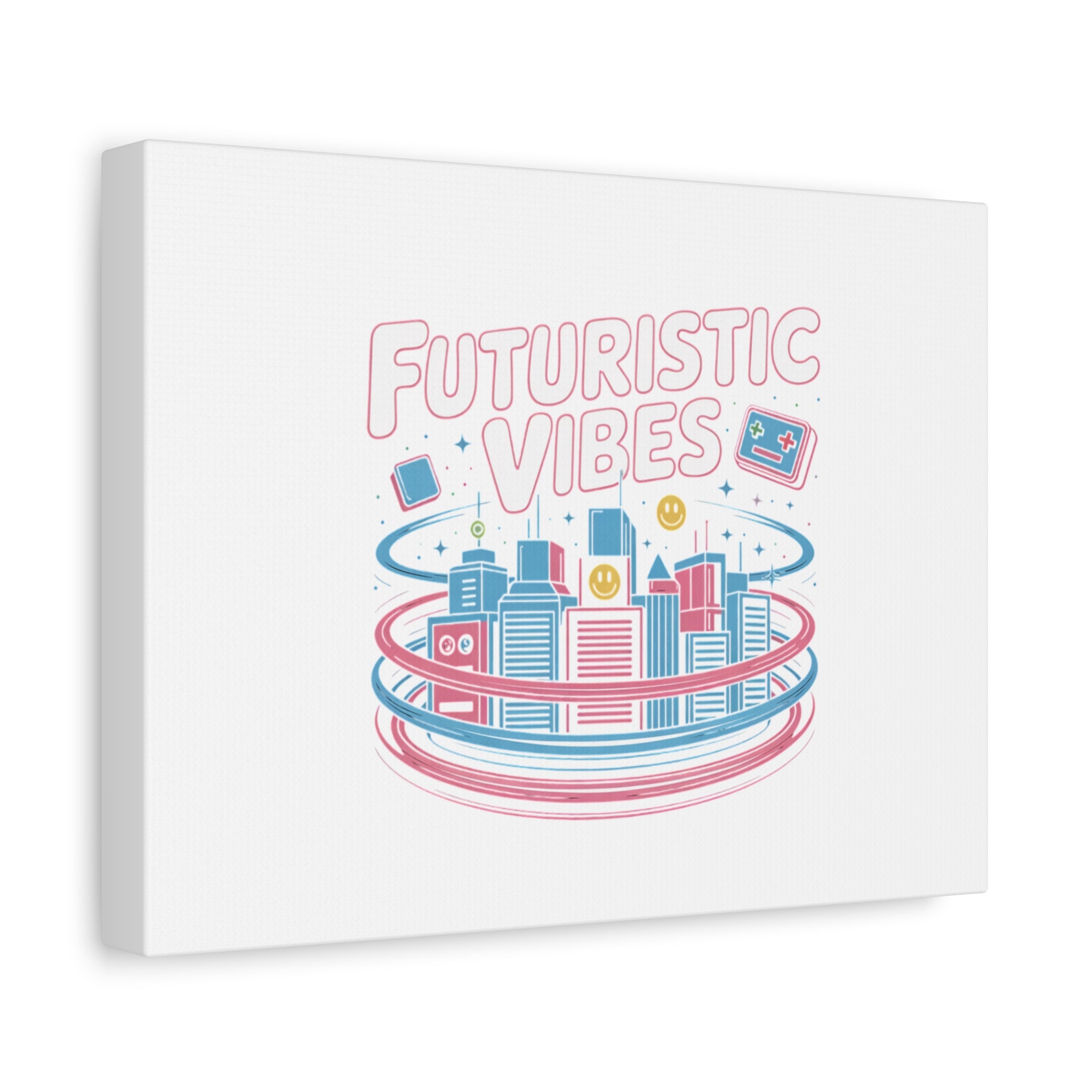 Futuristic Vibes Canvas, Y2K cyber holo aesthetic, retro tech print
