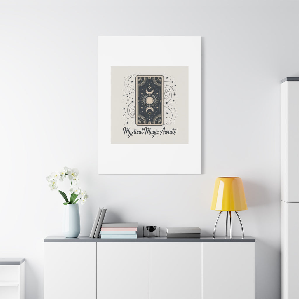 Mystical Magic Awaits Canvas Wall Art — Tarot Moon Sun Spiritual Decor