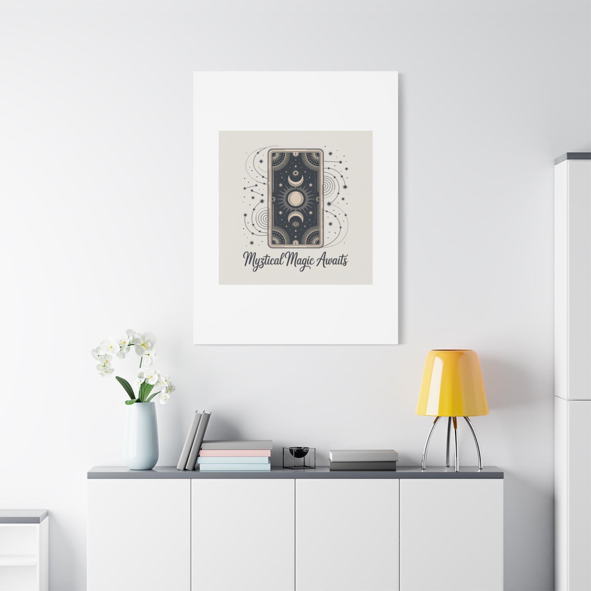 Mystical Magic Awaits Canvas Wall Art — Tarot Moon Sun Spiritual Decor