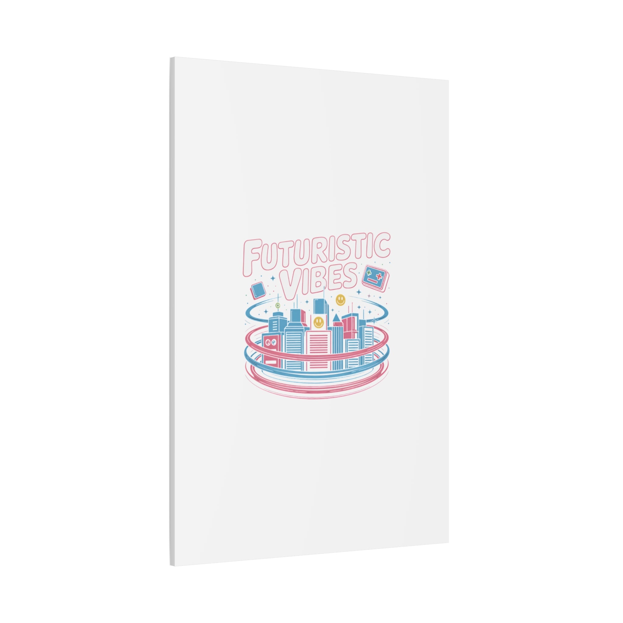 Futuristic Vibes Canvas, Y2K cyber holo aesthetic, retro tech print