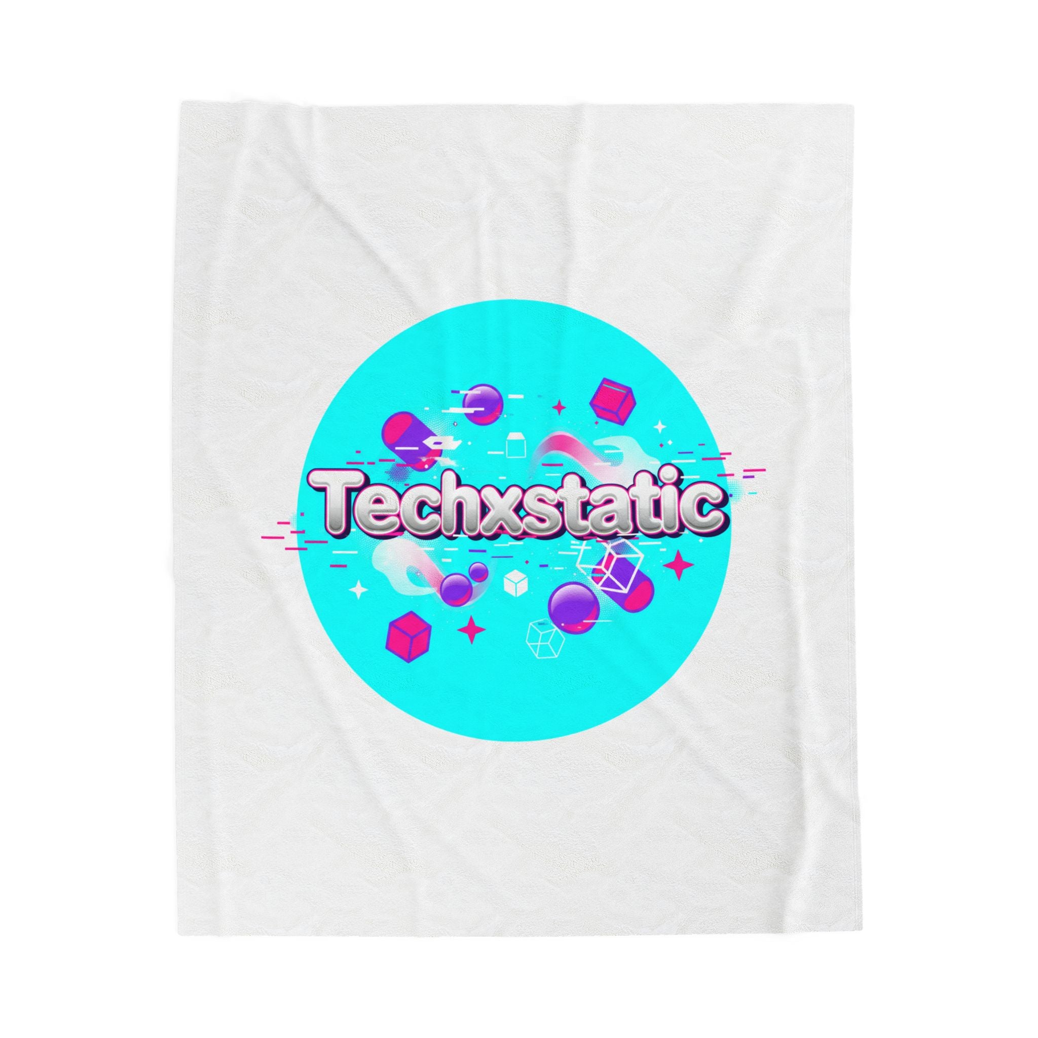 Techxstatic chrome logo Velveteen Plush Blanket | Y2K cyber holo, retro tech print