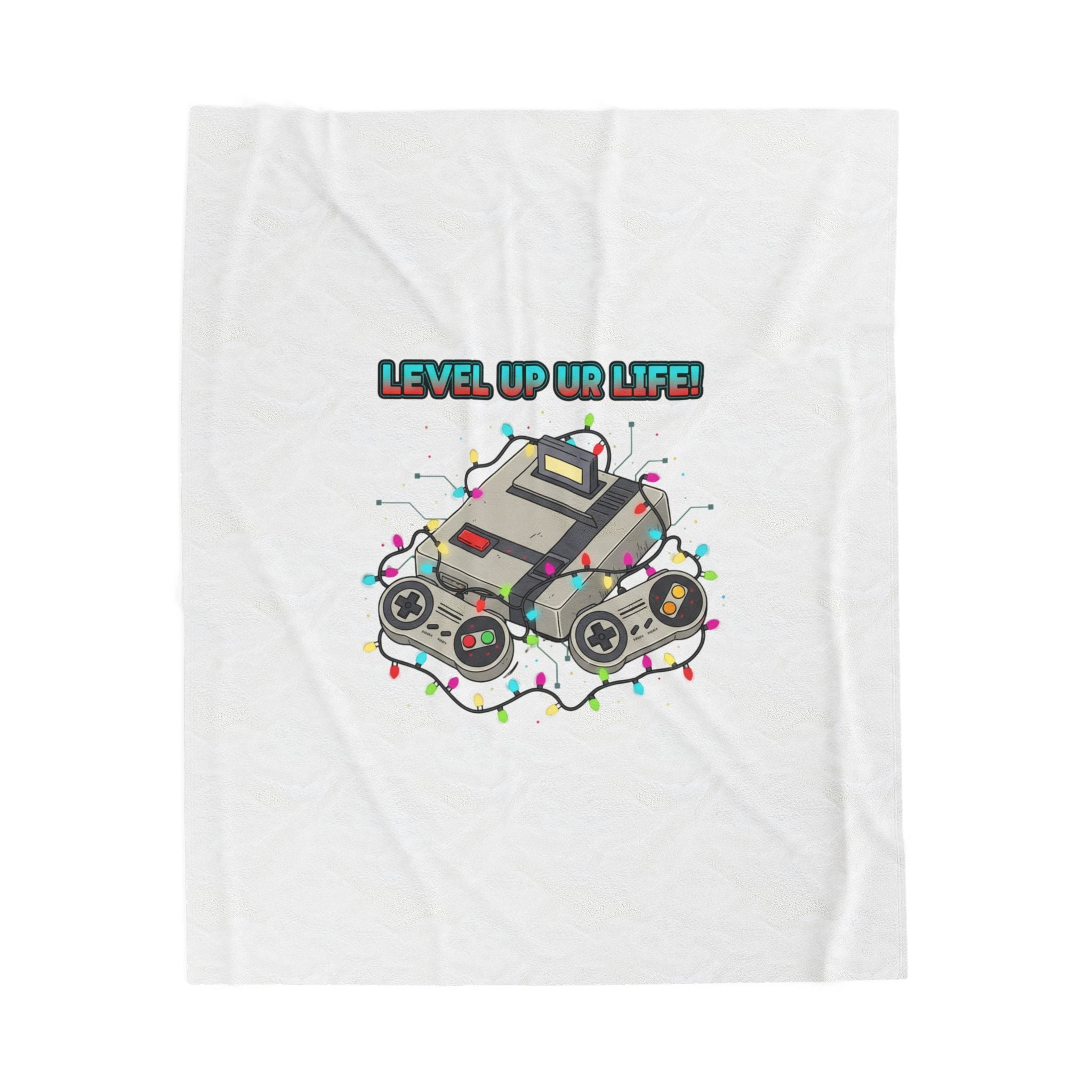 Level Up Ur Life Retro Console Plush Blanket | Gamer Holiday, Pixel Art