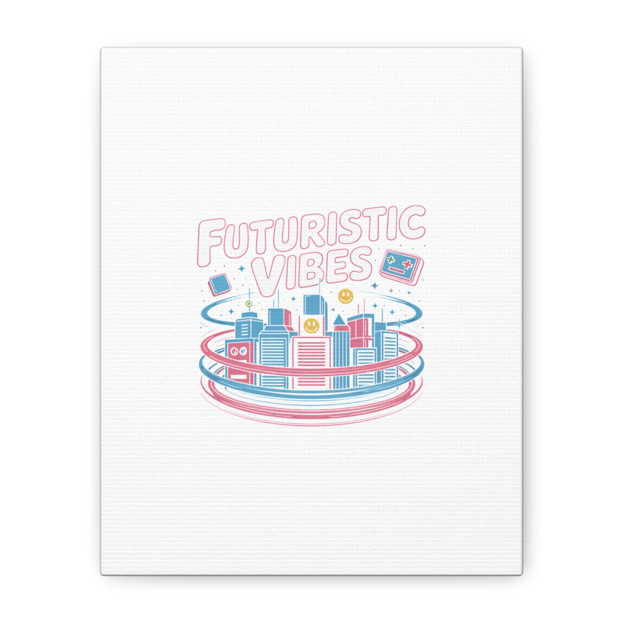 Futuristic Vibes Canvas, Y2K cyber holo aesthetic, retro tech print