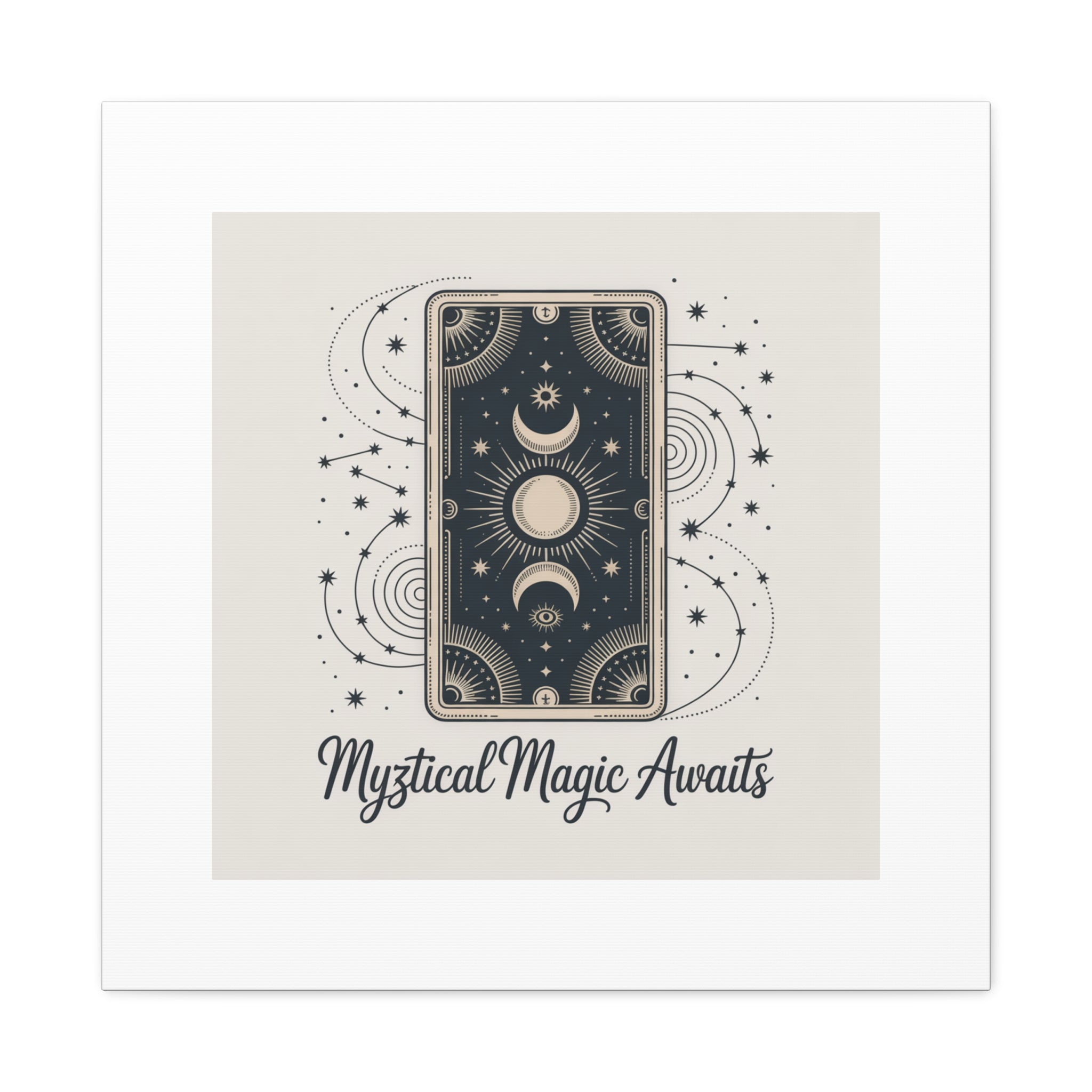 Mystical Magic Awaits Canvas Wall Art — Tarot Moon Sun Spiritual Decor