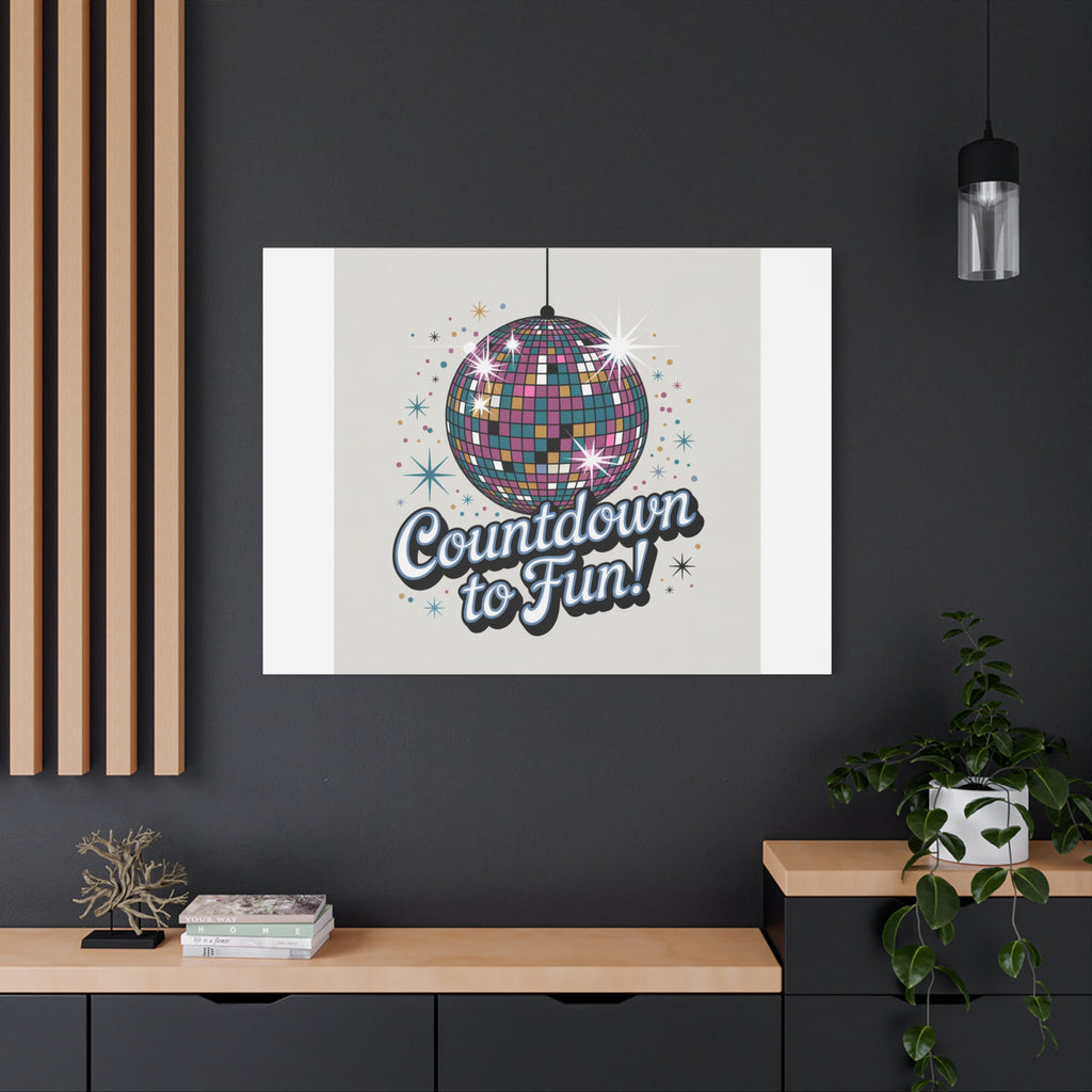 Countdown to Fun! Disco Ball Matte Canvas Wall Art