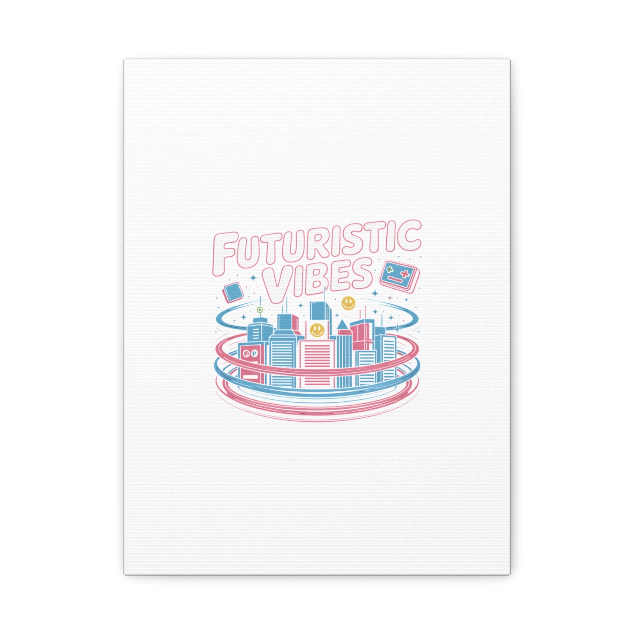 Futuristic Vibes Canvas, Y2K cyber holo aesthetic, retro tech print