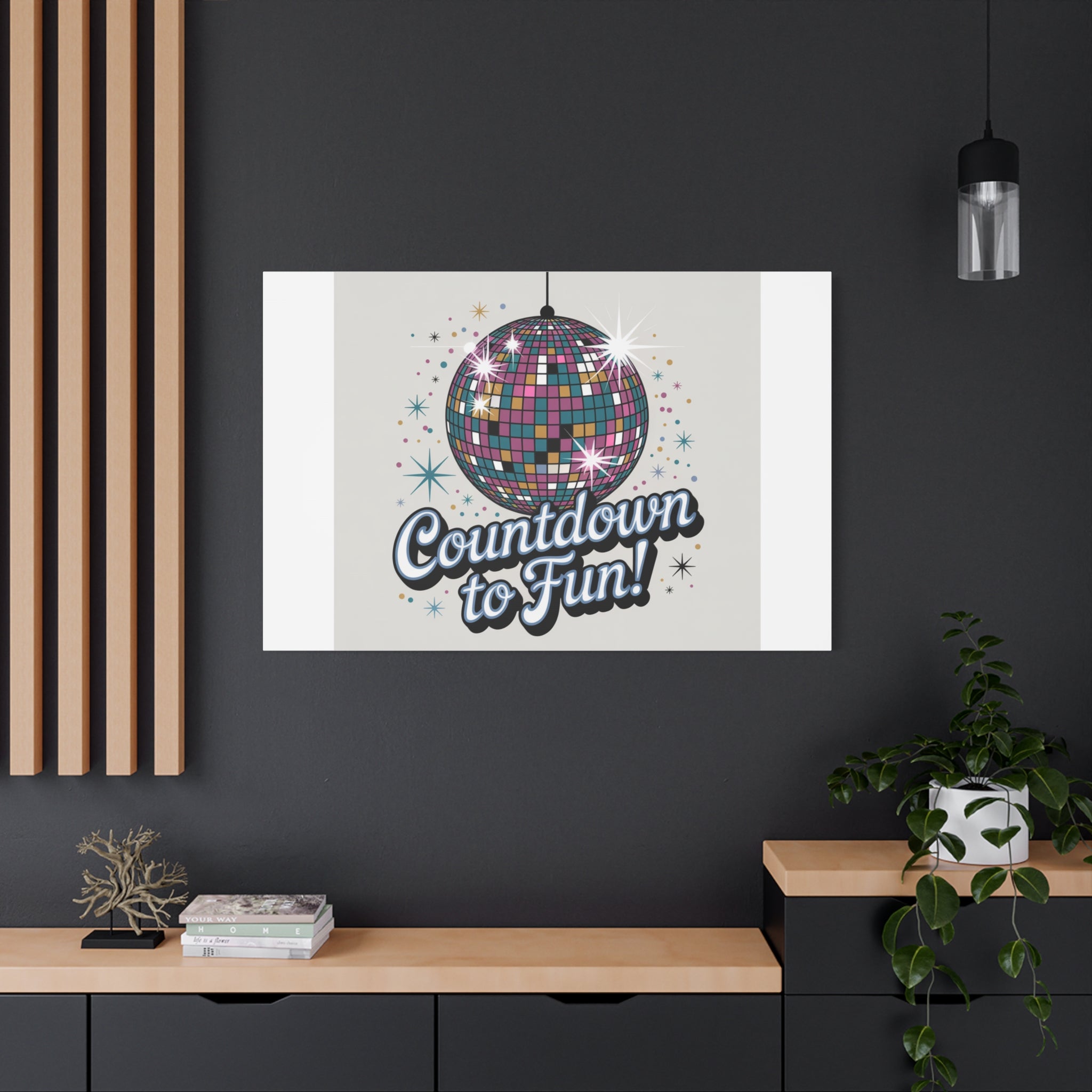 Countdown to Fun! Disco Ball Matte Canvas Wall Art