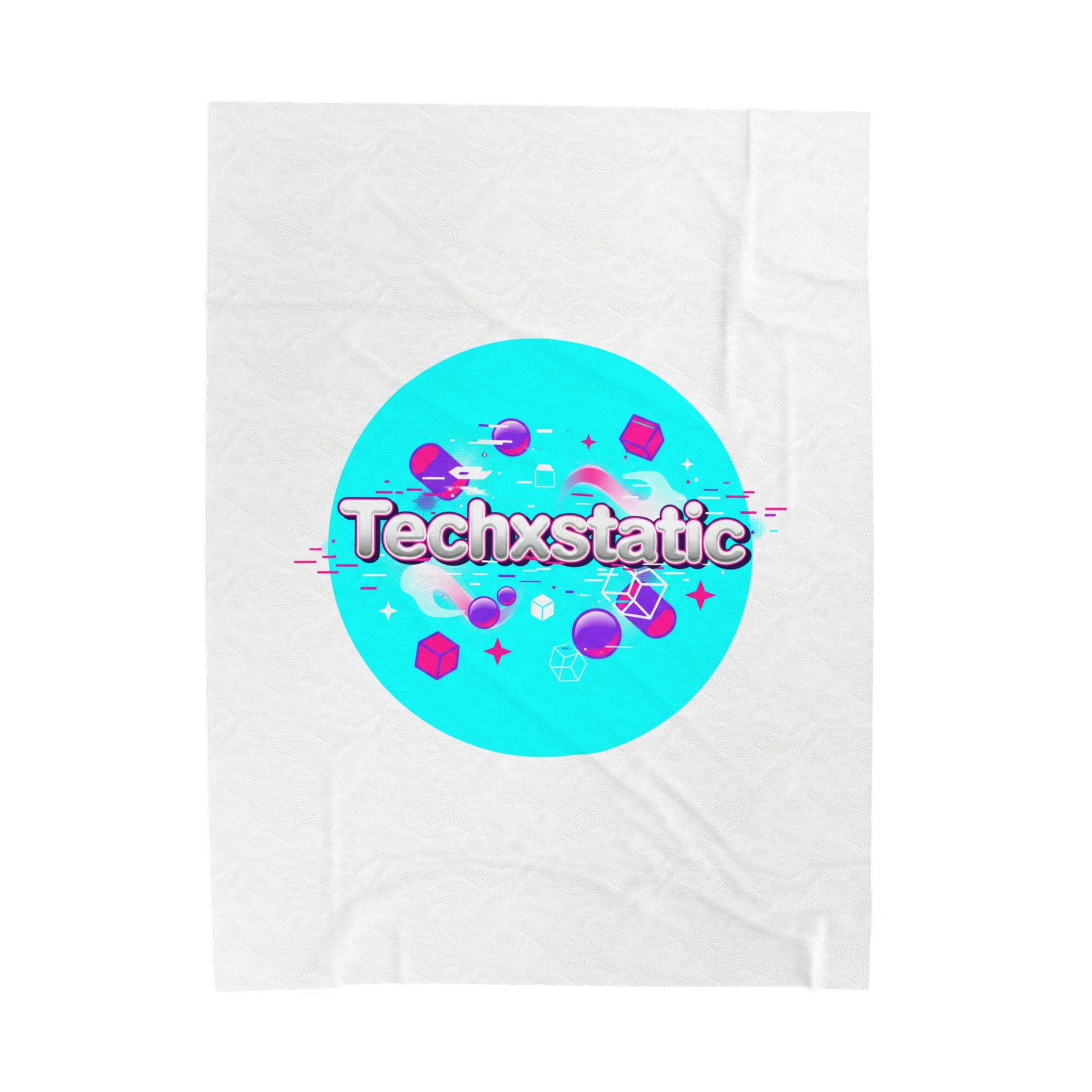 Techxstatic chrome logo Velveteen Plush Blanket | Y2K cyber holo, retro tech print