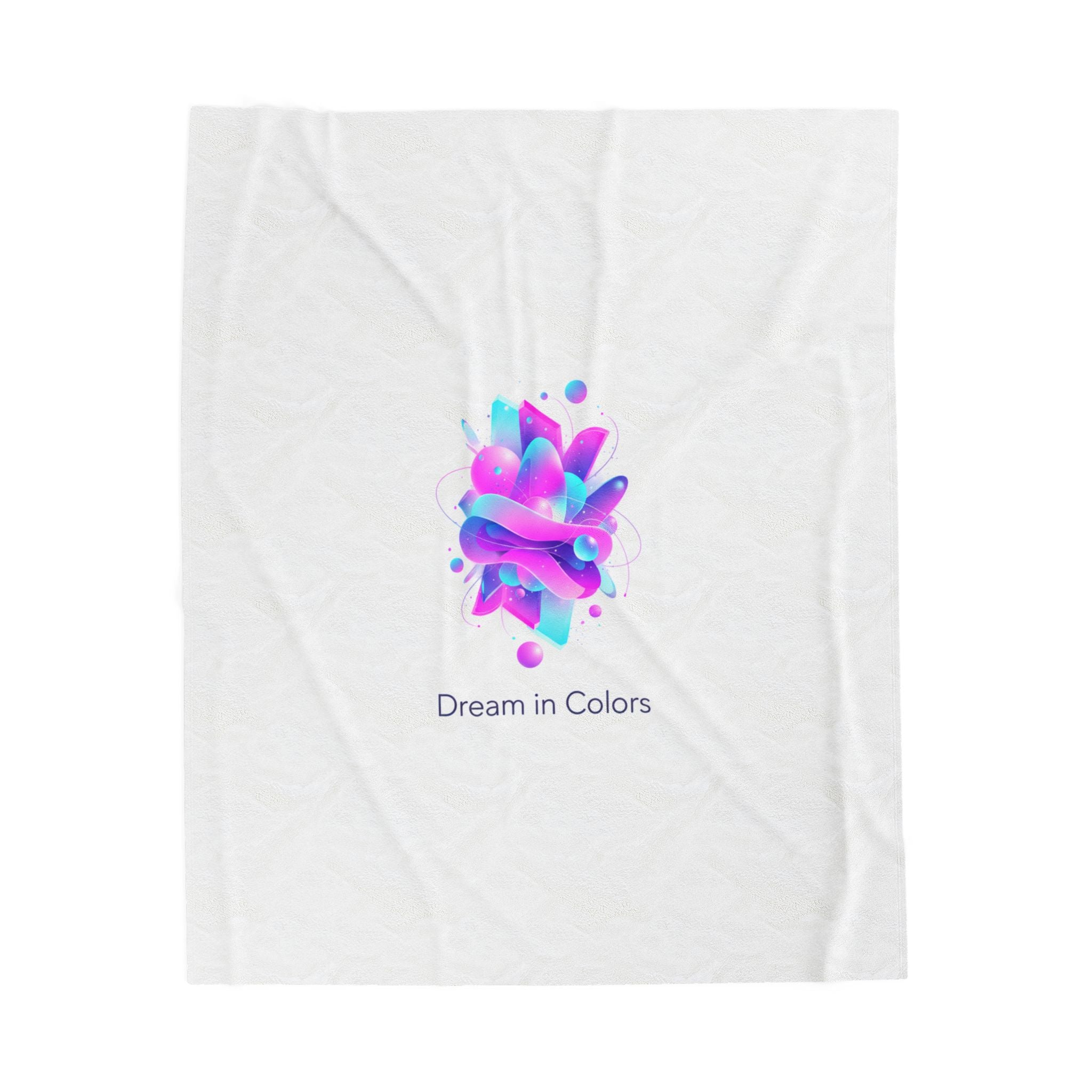 Dream in Colors Velveteen Blanket | AI Art Dreamscape, Neon Gradient Plush