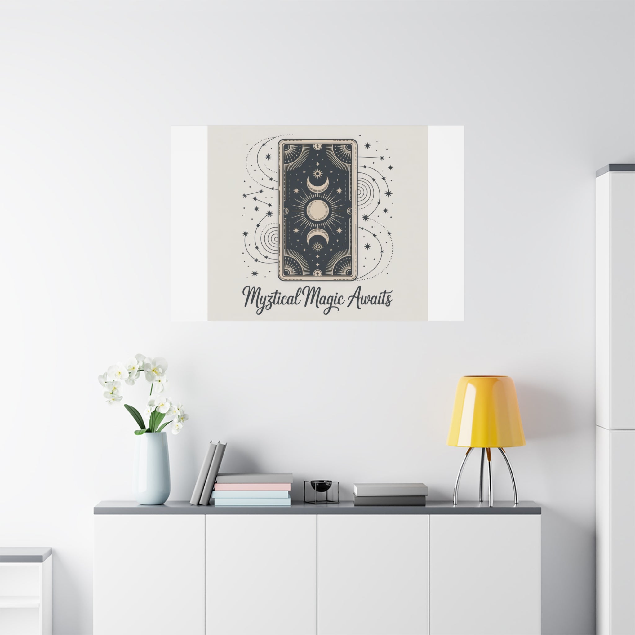 Mystical Magic Awaits Canvas Wall Art — Tarot Moon Sun Spiritual Decor
