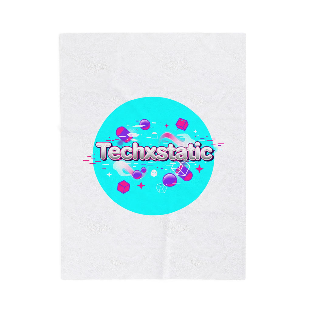 Techxstatic chrome logo Velveteen Plush Blanket | Y2K cyber holo, retro tech print