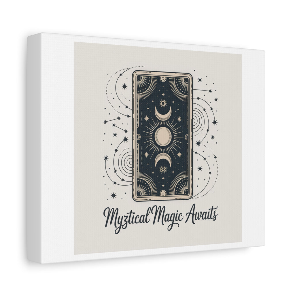 Mystical Magic Awaits Canvas Wall Art — Tarot Moon Sun Spiritual Decor