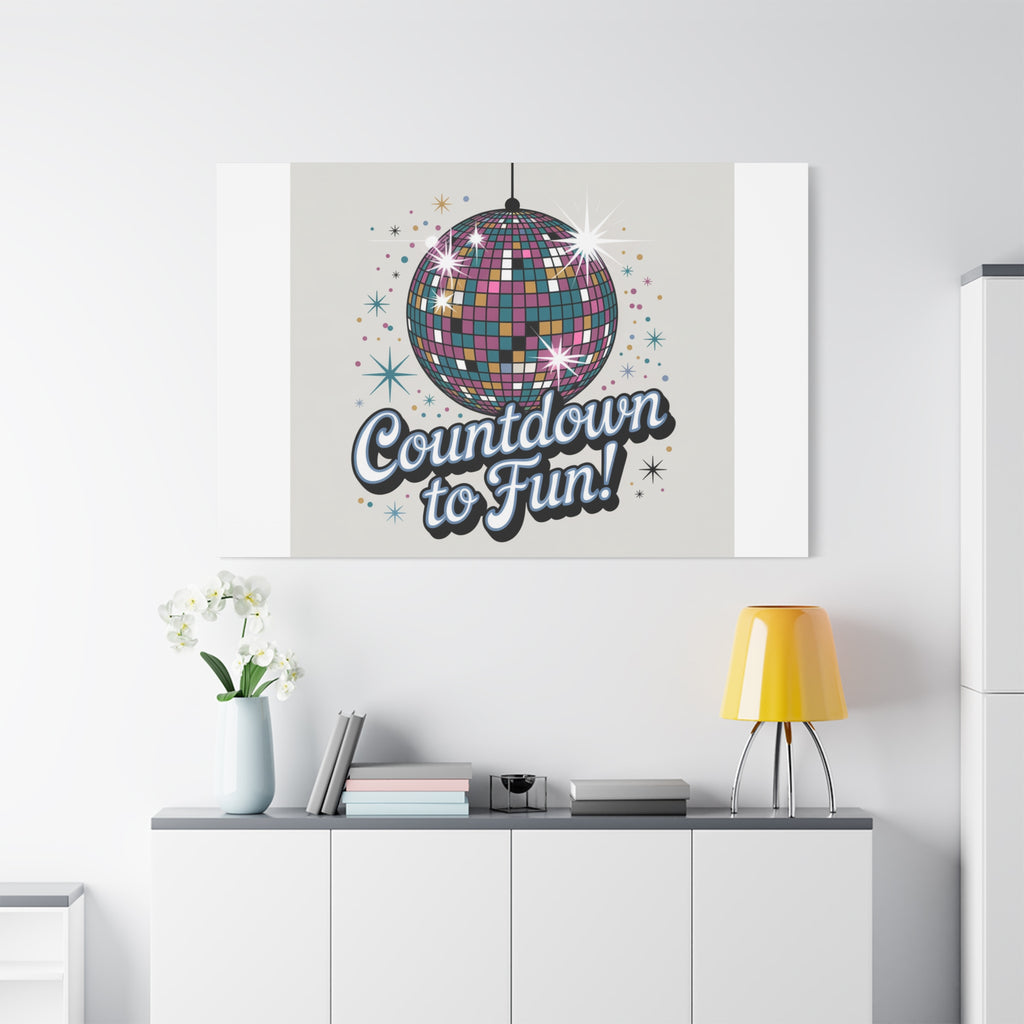 Countdown to Fun! Disco Ball Matte Canvas Wall Art
