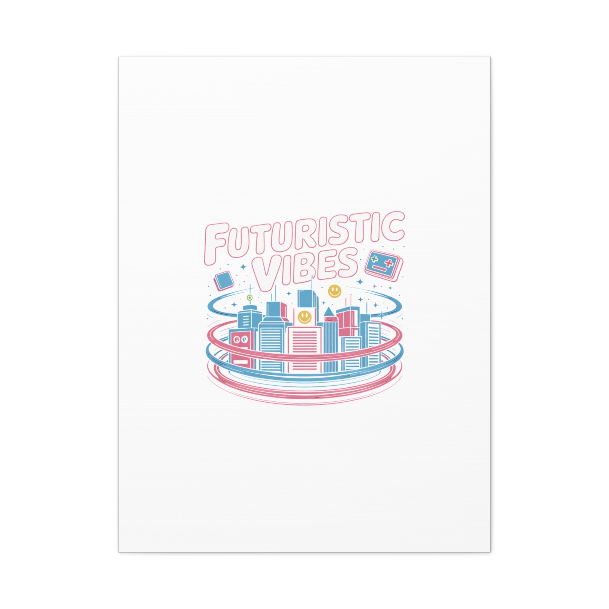 Futuristic Vibes Canvas, Y2K cyber holo aesthetic, retro tech print