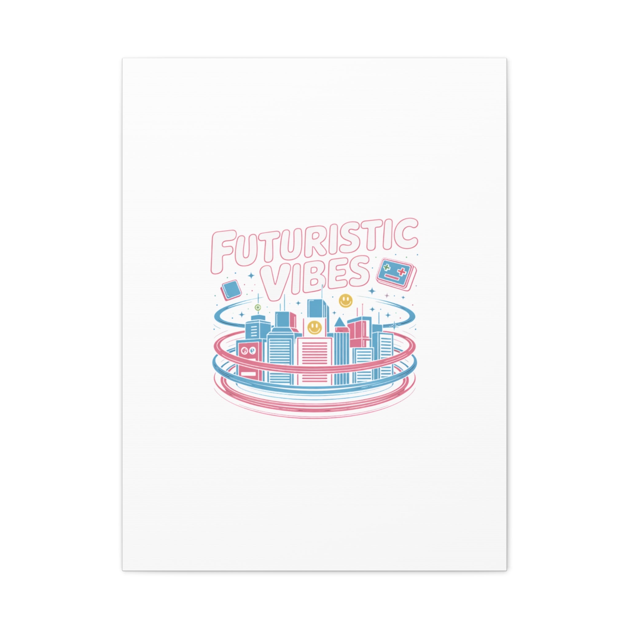 Futuristic Vibes Canvas, Y2K cyber holo aesthetic, retro tech print