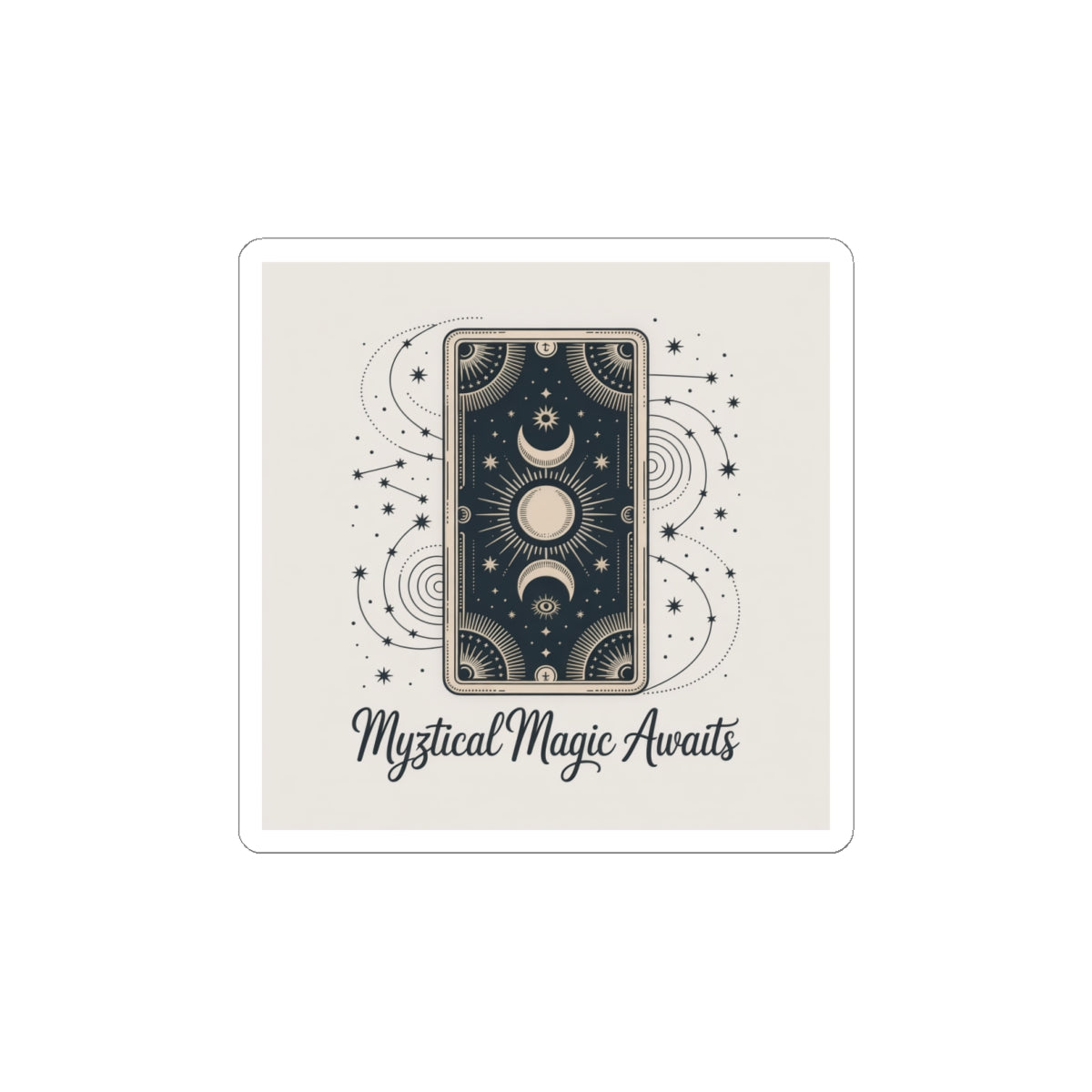 Mystical Magic Awaits Tarot Card Sticker — Mystic Moon Kiss-Cut Sticker