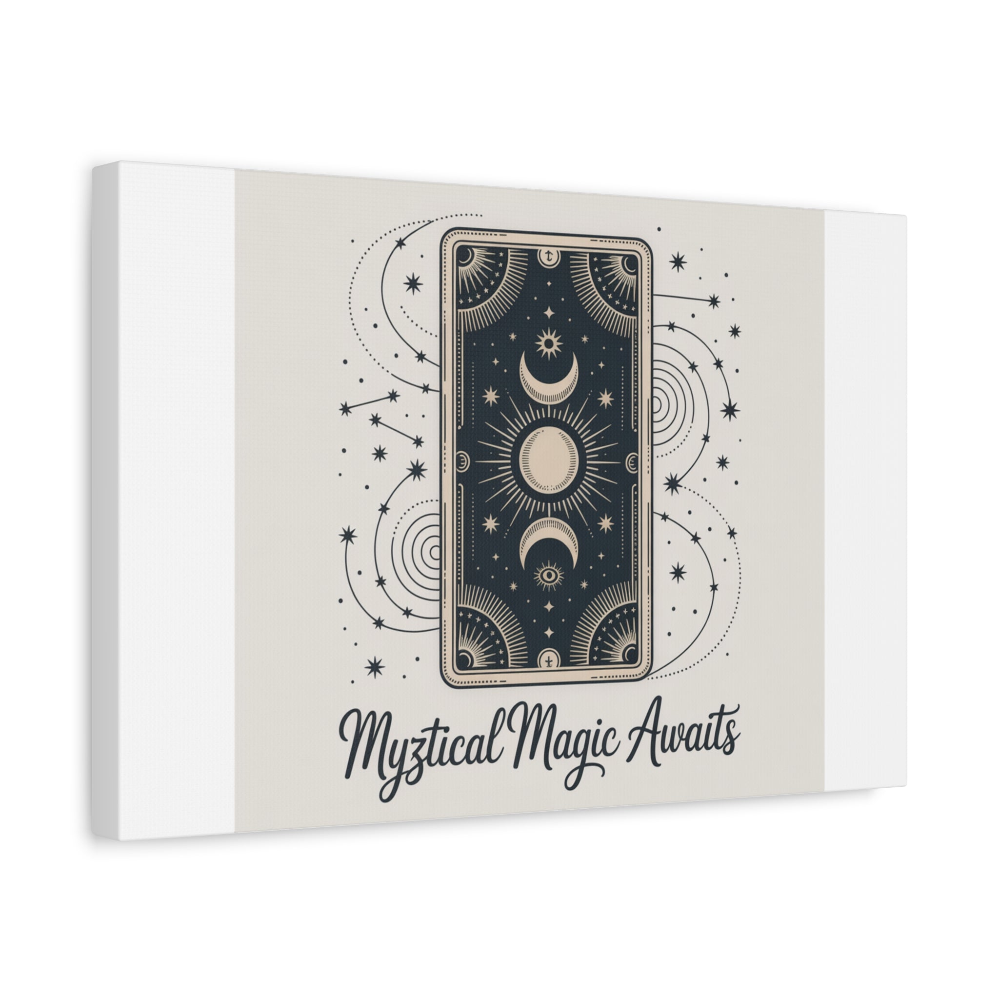 Mystical Magic Awaits Canvas Wall Art — Tarot Moon Sun Spiritual Decor