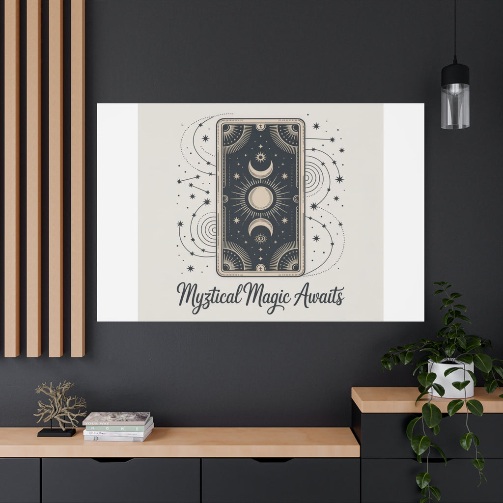 Mystical Magic Awaits Canvas Wall Art — Tarot Moon Sun Spiritual Decor