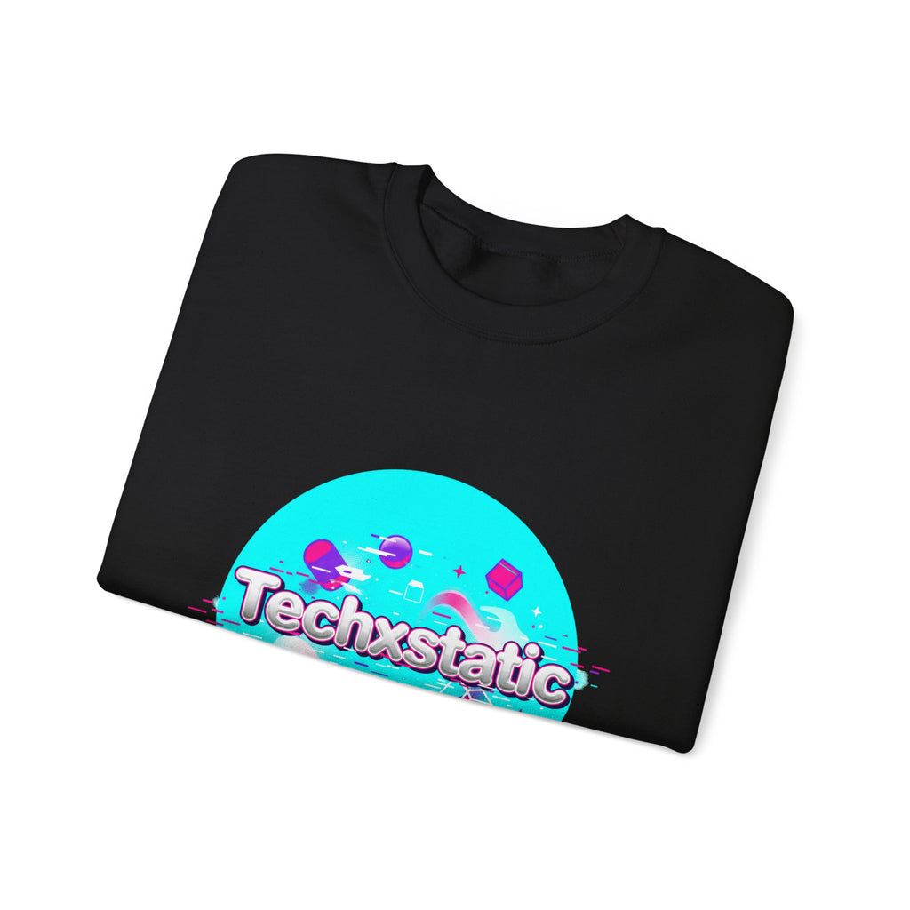Techxstatic Chrome Logo Crewneck Sweatshirt | Y2K cyber holo aesthetic