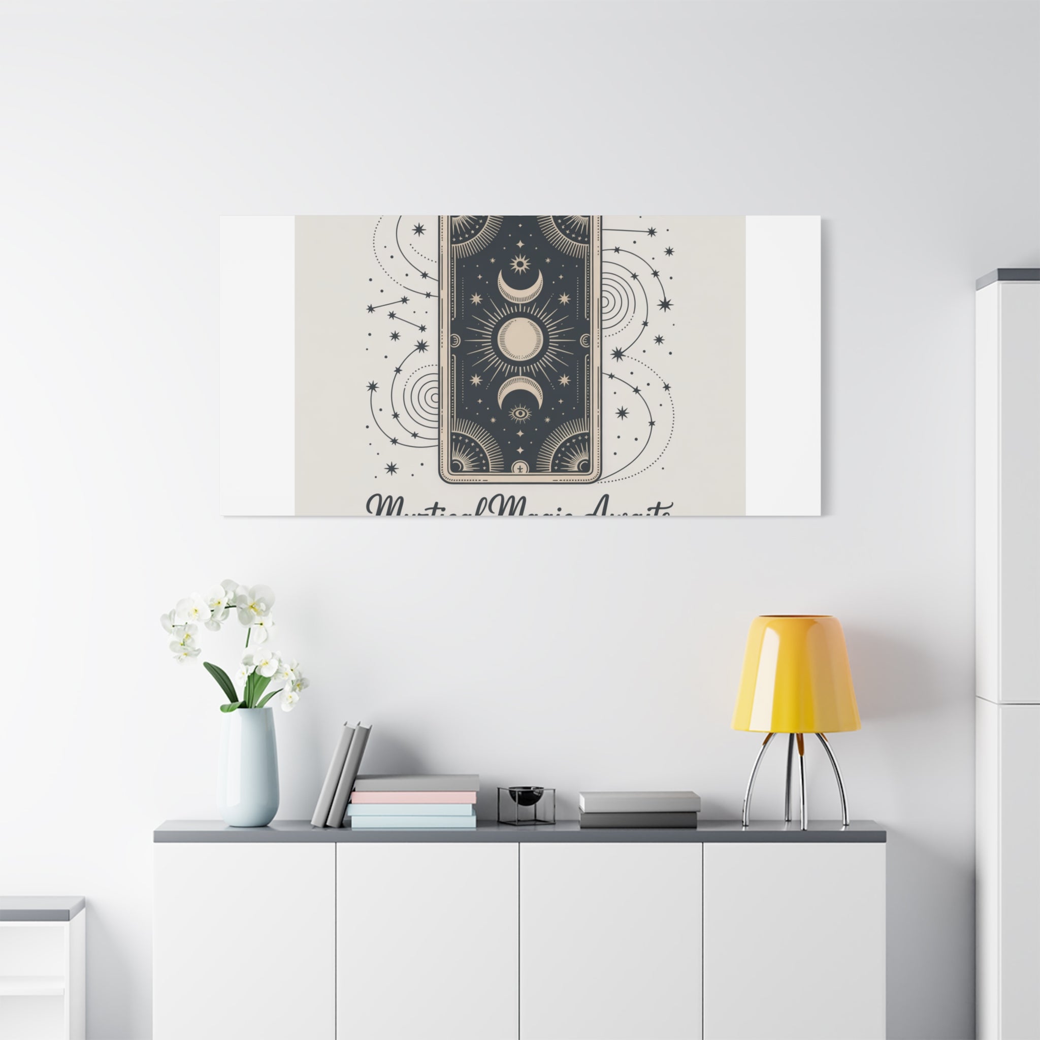 Mystical Magic Awaits Canvas Wall Art — Tarot Moon Sun Spiritual Decor
