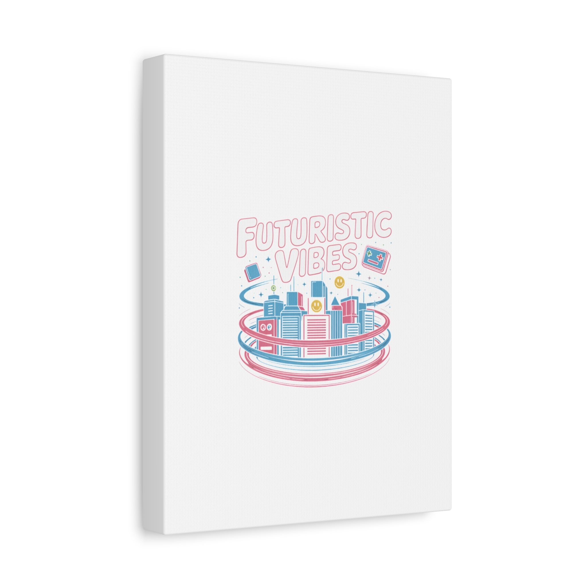 Futuristic Vibes Canvas, Y2K cyber holo aesthetic, retro tech print