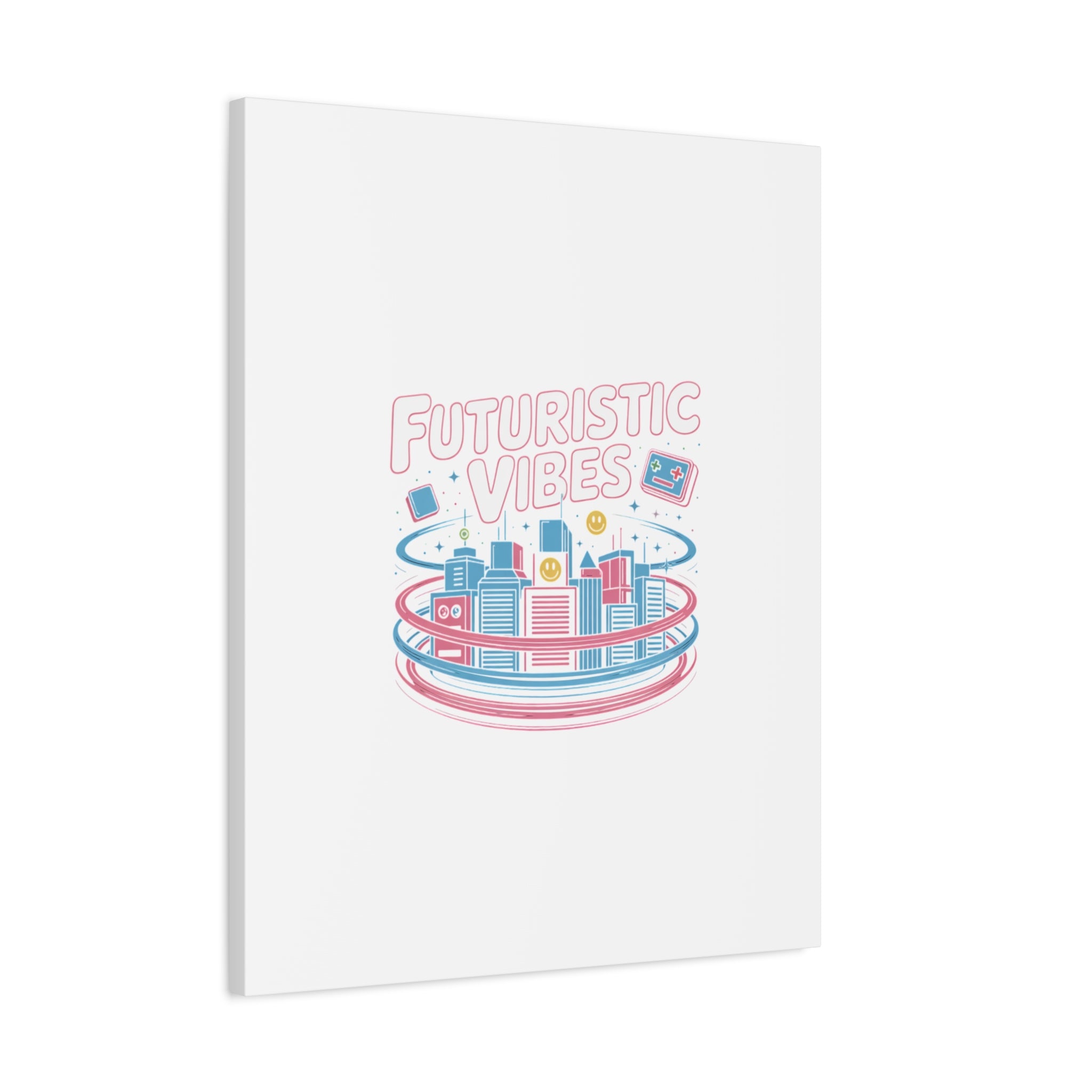 Futuristic Vibes Canvas, Y2K cyber holo aesthetic, retro tech print