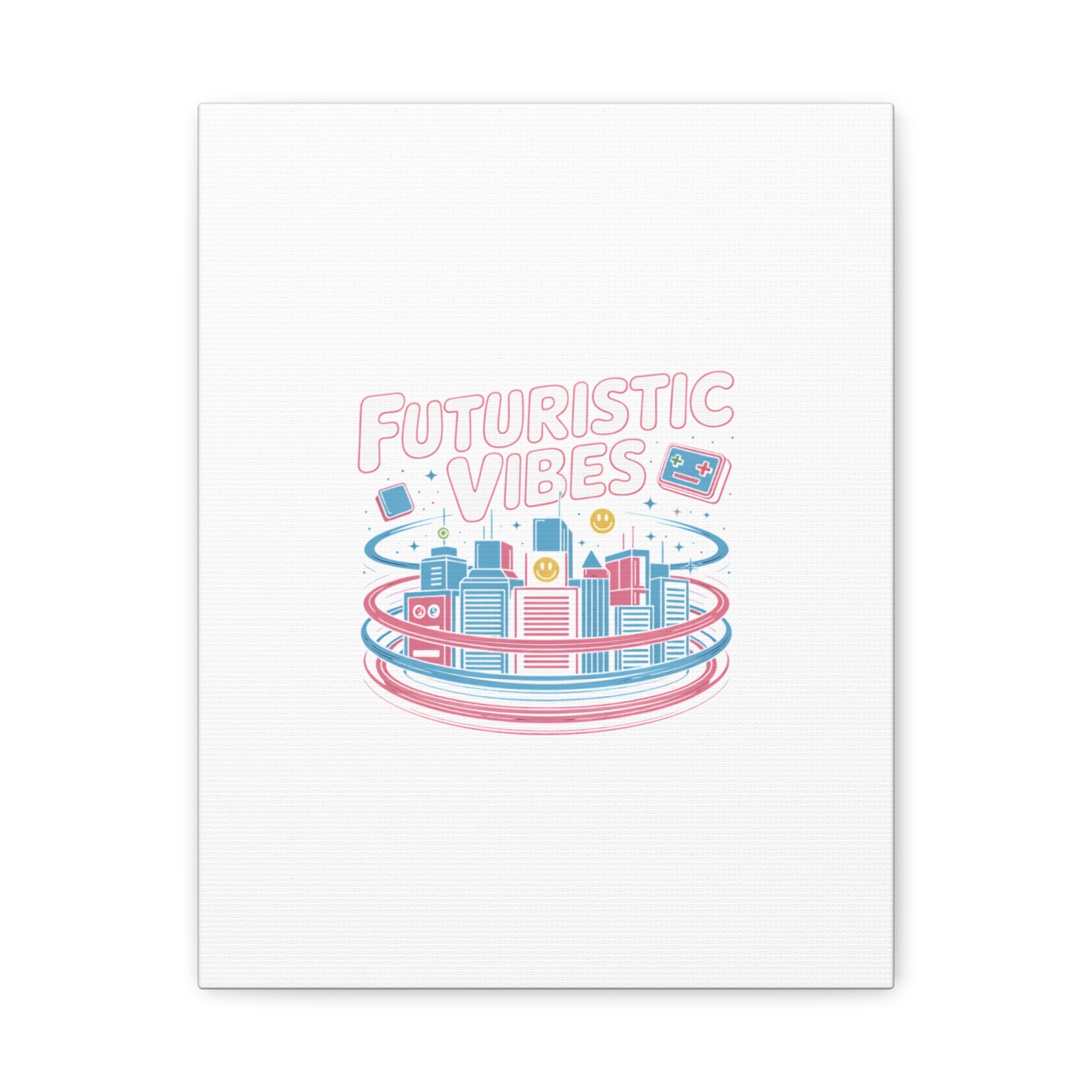 Futuristic Vibes Canvas, Y2K cyber holo aesthetic, retro tech print