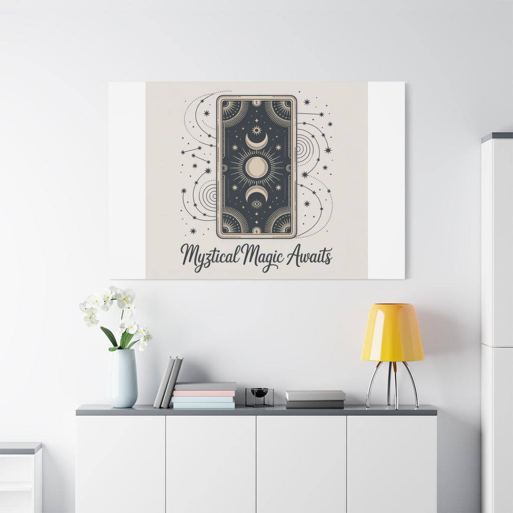 Mystical Magic Awaits Canvas Wall Art — Tarot Moon Sun Spiritual Decor